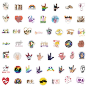 10/52Pcs Funny Sign Language Stickers Gift DIY Notebook Cup Room Decoration Graffiti Sticker 2022