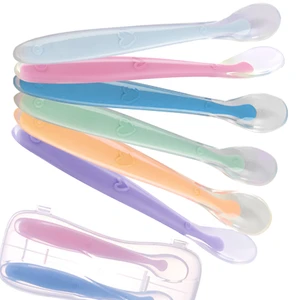 Baby Silicone Soft Spoon Training Feeding Spoons for Children kids Infants Temperature Sensing