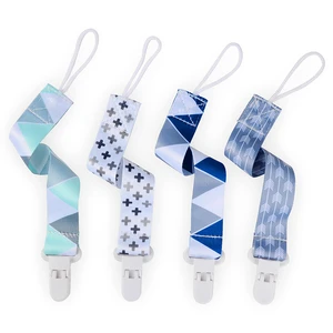 Cotton Fabric Nipple Dummy Holder Geometric Pattern Infant Schnullerkette Pacifier Clip Chain for Newborn Baby Accessories