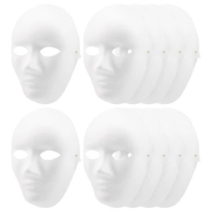 10 Pcs Mask Unpainted Handmade Blank Masks Decorate White Halloween Prop Paper Man Fancy Dress