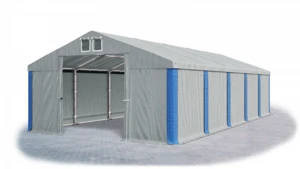 Garážový stan 6x8x2,5m střecha PVC 560g/m2 boky PVC 500g/m2 konstrukce ZIMA Šedá Šedá Modré