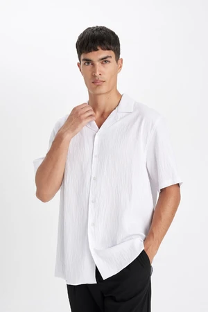 DEFACTO Relax Fit Polo Collar Crinkle Short Sleeve Shirt