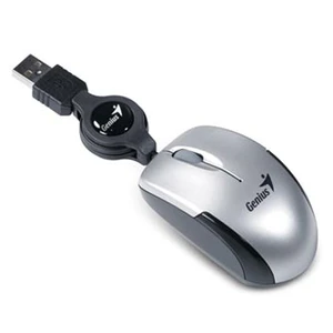 Genius Myš Micro Traveler V2, 1200DPI, optická, 3tl., drátová USB, stříbrná, Micro