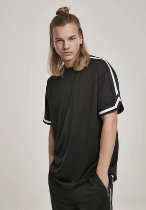 Oversized Stripes Mesh Tee Black