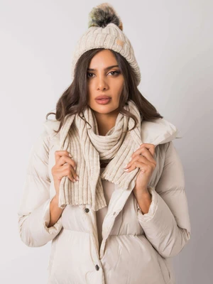 RUE PARIS Beige winter set, hat and scarf