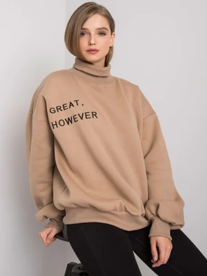 Dark beige warm turtleneck sweatshirt