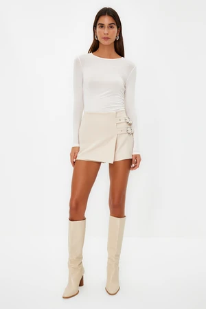 Trendyol Stone Belt Detailed Woven Short Skirt