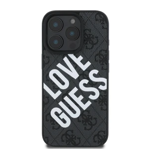 Zadní kryt Guess PU Leather 4G Big Love Logo MagSafe pro Apple iPhone 16 Pro Max, černá