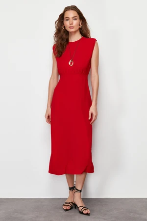 Trendyol Red A-line Crew Neck Sleeveless Aerobin Midi Woven Dress