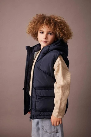 DEFACTO Boy's Hooded Fleece Lined Puffer Vest