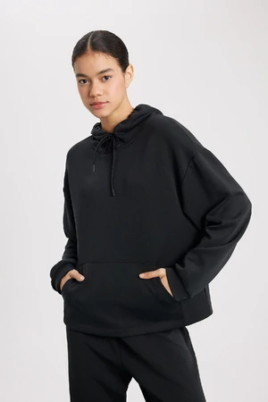 DEFACTO Fit Oversize Wide Mold Premium Hooded Kangaroo Pocket Sports Sweatshirt