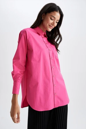 DEFACTO Relax Fit Shirt Collar Poplin Long Sleeve 100% Cotton Tunic