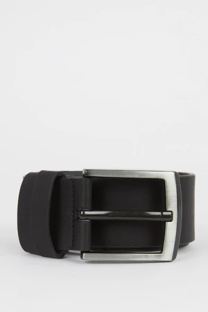 DEFACTO Men's Rectangular Buckle Faux Leather Belt