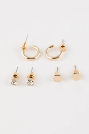 DEFACTO Woman's 3-Piece Gold Earrings