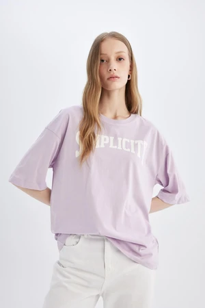 DEFACTO Oversize Fit Crew Neck Printed Short Sleeve T-Shirt