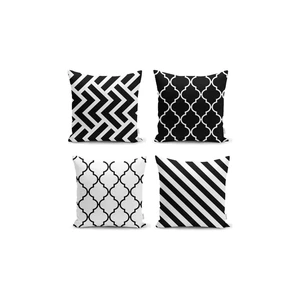 Súprava 4 obliečok na vankúše Minimalist Cushion Covers BW Graphic Patterns, 45 x 45 cm