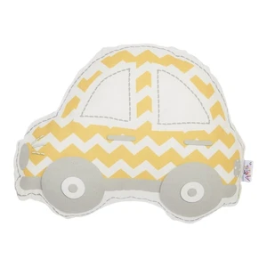 Žlto-sivý detský vankúšik s prímesou bavlny Mike & Co. NEW YORK Pillow Toy Car, 32 x 25 cm