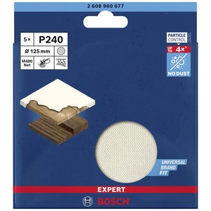 Bosch Accessories EXPERT M480 2608900677 brúsna sieť pre excentrickú brúsku bez otvorov Zrnitosť 240  (Ø) 125 mm 5 ks