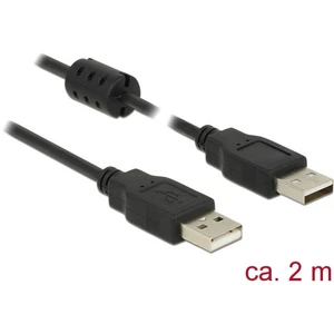 Delock #####USB-Kabel USB 2.0 #####USB-A Stecker, #####USB-A Stecker 2.00 m čierna s feritovým jadrom