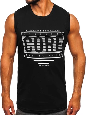 Maiou negru tank top cu imprimeu Bolf 14806