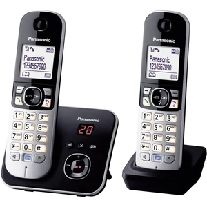 Panasonic KX-TG6822 Duo DECT, GAP bezdrôtový analógový telefón  záznamník, handsfree čierna, strieborná