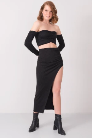 BSL black midi skirt with slit