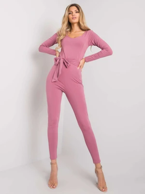 Dusty pink jumpsuit with tie