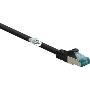 Basetech BT-2270616 RJ45 sieťové káble, prepojovacie káble CAT 6A S/FTP 25.00 cm čierna s ochranou, samozhášavý 1 ks