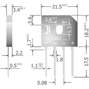 Diotec GBU6M mostíkový usmerňovač SIL-4 1000 V 6 A jednofázové