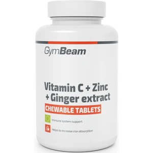 GymBeam Vitamin C + Zinc + Ginger Extract tablety na cmúľanie na podporu imunitného systému, pre krásne vlasy, nechty, pleť a normálny stav zubov 90 t