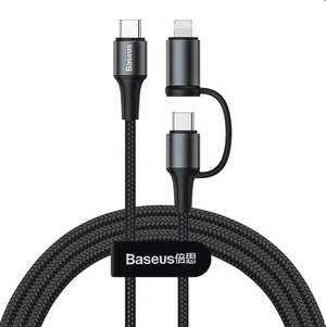 Baseus Twins 2v1 kábel USB-C/USB-C+Ligthning 60W, 3A 1m