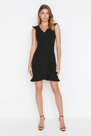 Trendyol Black Fitted Woven Flounce Mini Woven Dress