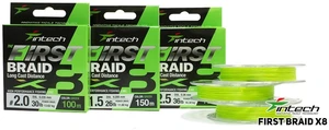 Intech first splétaná šňůra braided line braid x8 green 150 m - 0,165 mm 7,26 kg