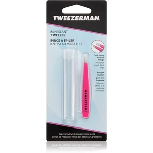 Tweezerman Mini Slant pinzeta se zešikmeným koncem mini s cestovním pouzdrem Neon Pink 1 ks