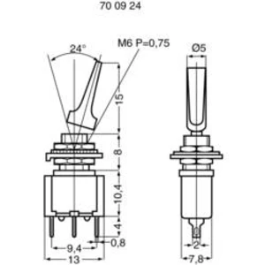 Miniaturní páčkový přepínač Miyama MS 500 A-MF, 250 V/AC, 3 A, 1x zap/zap, 1 ks