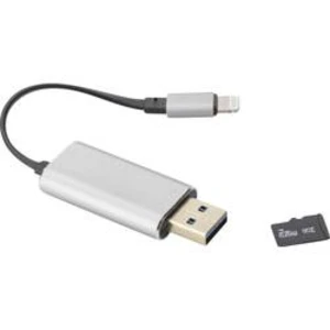 Čtečka karet pro smartphony a tablety s konektorem Apple Lightning pro iPhone/iPad ednet Smart Memory, vesmírná šedá