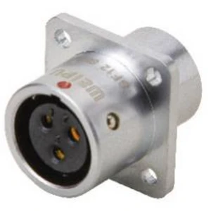 Deltron Connectors DELMSF1213/S4, kulatý konektor DIN, Provedení konektoru: zásuvka, rovná IP67, mosaz, pochromovaná, pólů 4, 1 ks