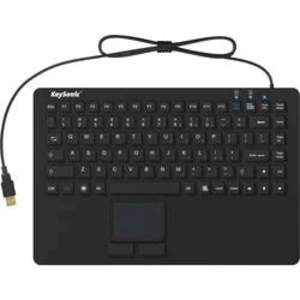 Klávesnice Keysonic KSK-5230 IN (US), silikonová membrána, vodotěsné (IPX7), integrovaný touchpad, tlačítka myši, černá