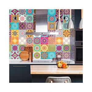 Sada 30 nástenných samolepiek Ambiance Wall Stickers Tiles Azulejos Mariska, 10 × 10 cm