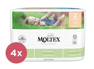 4x MOLTEX Pure & Nature Plienky jednorazové 2 Mini (3-6 kg) 38 ks - ECONOMY PACK