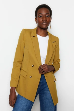 Trendyol Khaki Woven Lined Buttoned Blazer Jacket