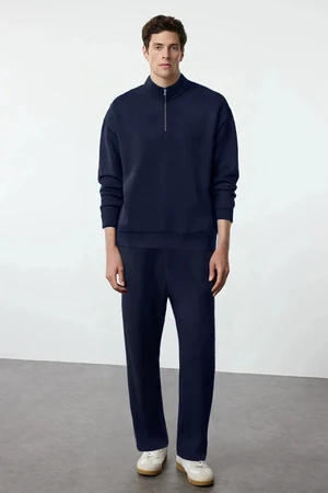 Trendyol Navy Blue Oversize/Wide Cut Stand Collar Zippered Tracksuit