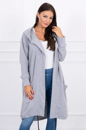 Oversize gray cape with hood