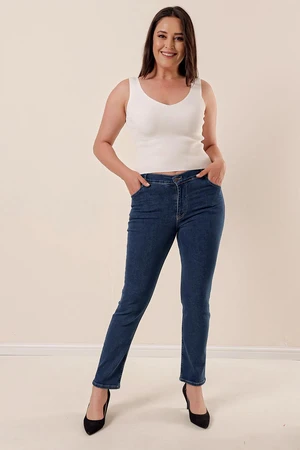 By Saygı High Waist Pile Leg B.b Lycra Jeans