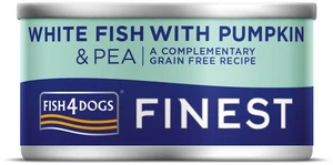 FISH4DOGS Konzerva pre psy Finest biela ryba s tekvicou a hráškom 85g