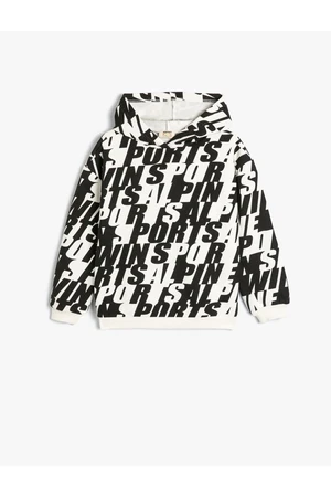 Koton Hooded Sweatshirt Long Sleeve Patterned