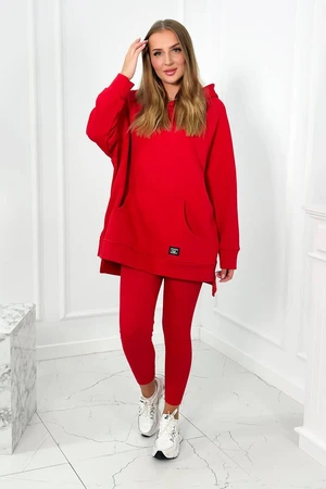 Cotton set insulated sweatshirt + leggings red