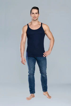 Paco tank top with narrow straps - navy blue