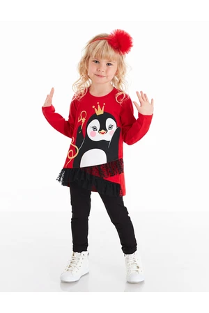 Denokids Penguin Lace Girl Tunic Leggings Set