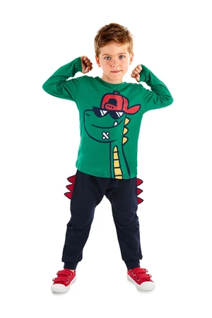 Denokids Dino Boy with Glasses Winter T-shirt Trousers Set